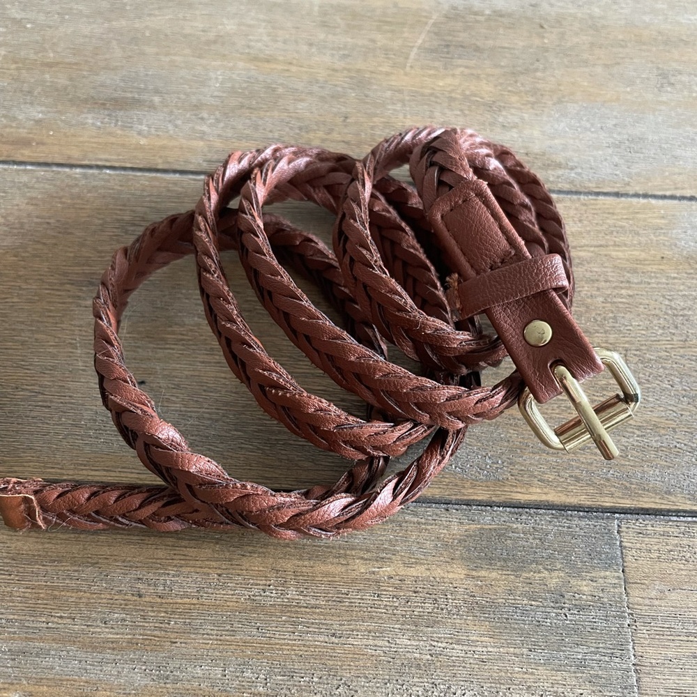 Braided Faux Leather Belt (Never used) 45.75” long
